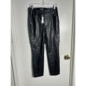 Steve Madden Vegan Leather Utility Cargo Pants in Black  Moto Cyber Punk Sz M